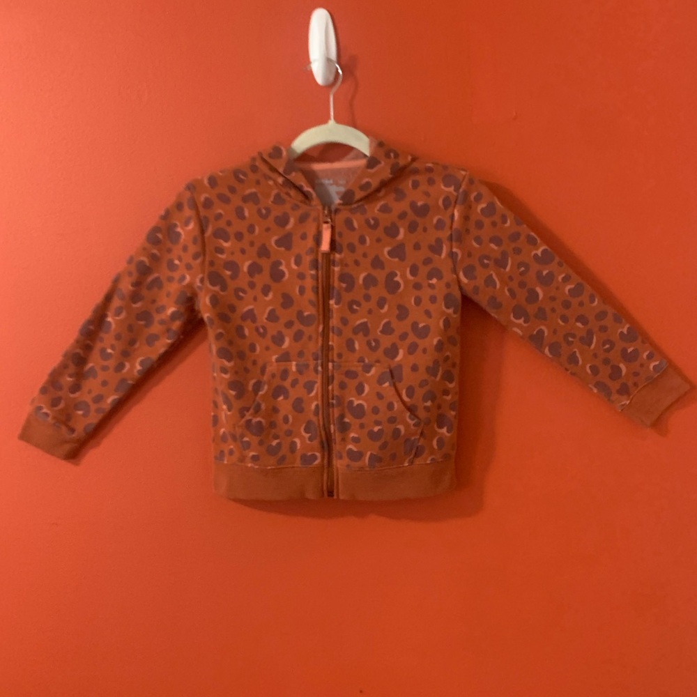 Cat & Jack Orange Leopard Print Hoodie Girls 6/7